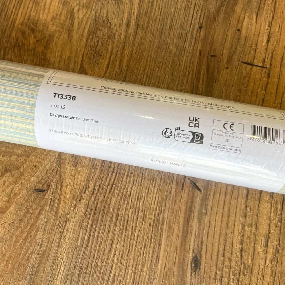 NWT Thibaut Wallpaper T13338 St Thomas Spa Blue Non Woven Vinyl 1 Double Roll
